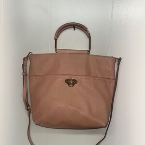 LC Lauren Conrad Pink Tote Bag with Structured Shape and Top Handle